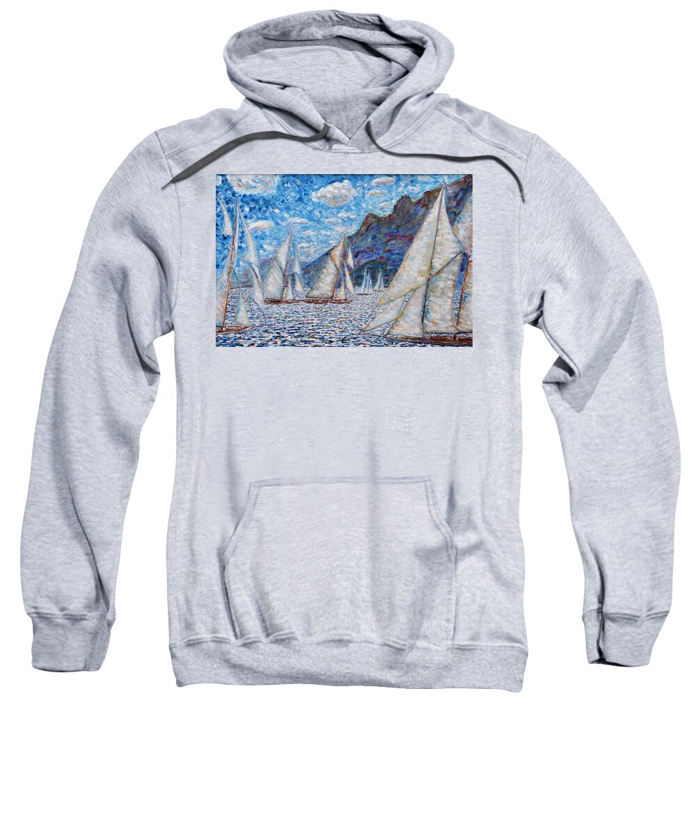 Cannes Sweatshirt featuring the painting Cannes Regates Royales by Pete Caswell