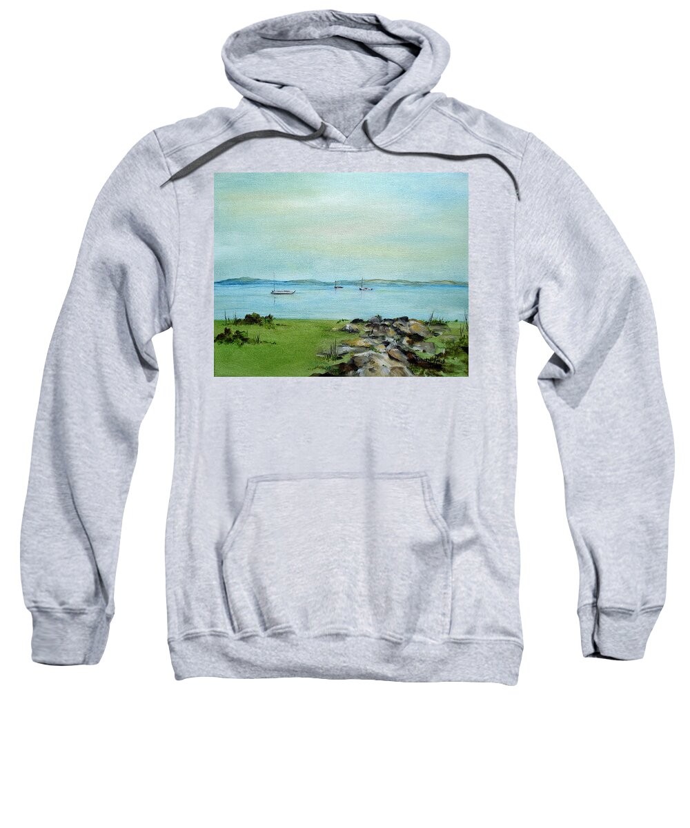 Cape Cod Sweatshirt featuring the painting Cape Cod Boats by Judith Rhue