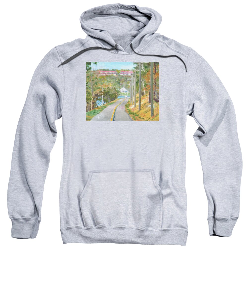 Nature Sweatshirt featuring the painting Cape Cod Canal Bike Trail by Cliff Wilson