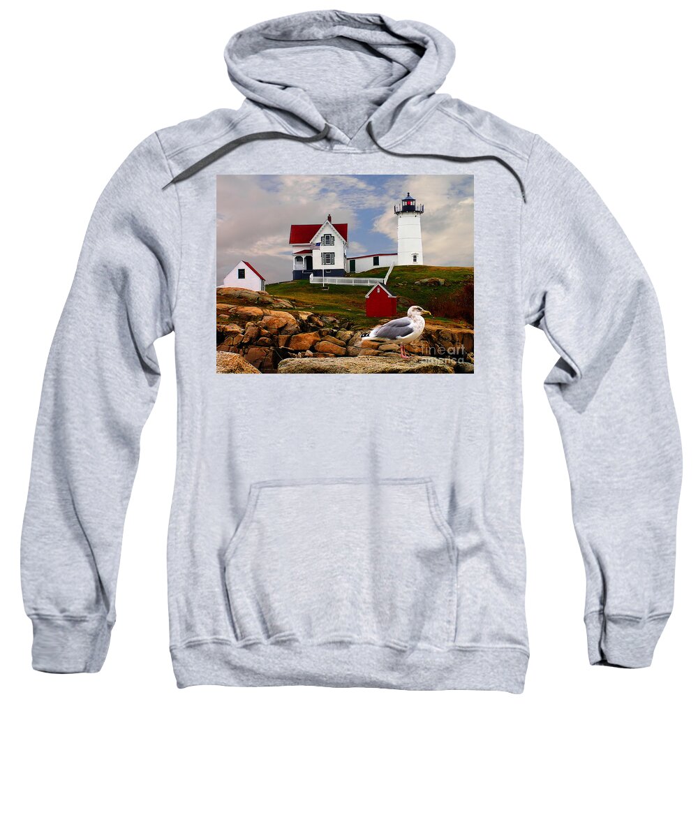 America Sweatshirt featuring the photograph Cape Neddick Lighthouse Maine by Nick Zelinsky Jr