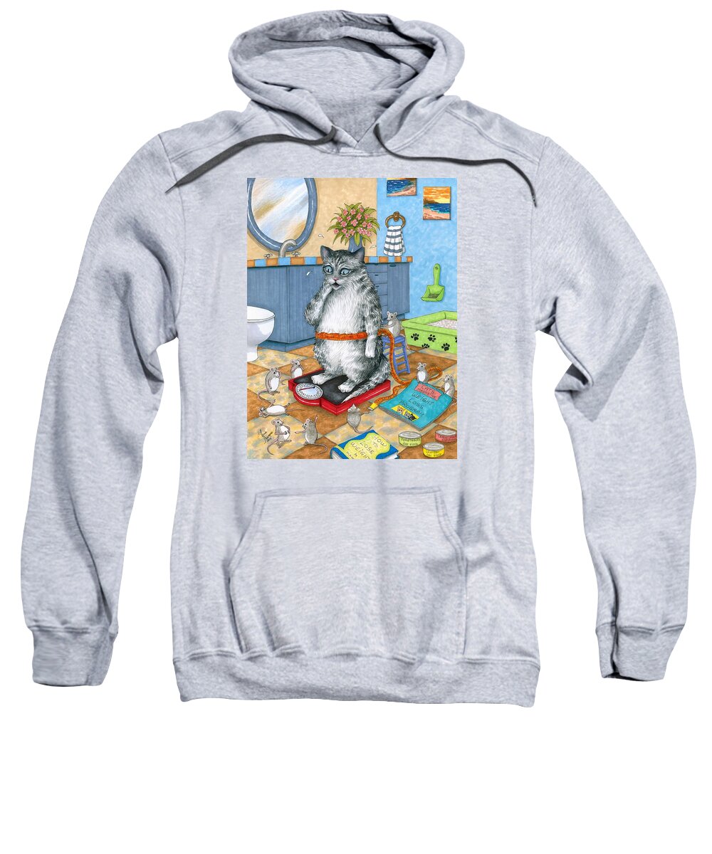 Cat Sweatshirt featuring the painting Cat 579 by Lucie Dumas