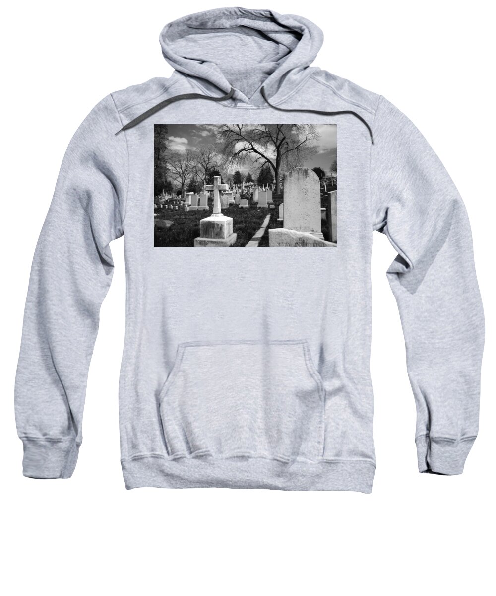 Cemetery Sweatshirt featuring the photograph Cemetery Solitude by Jennifer Ancker