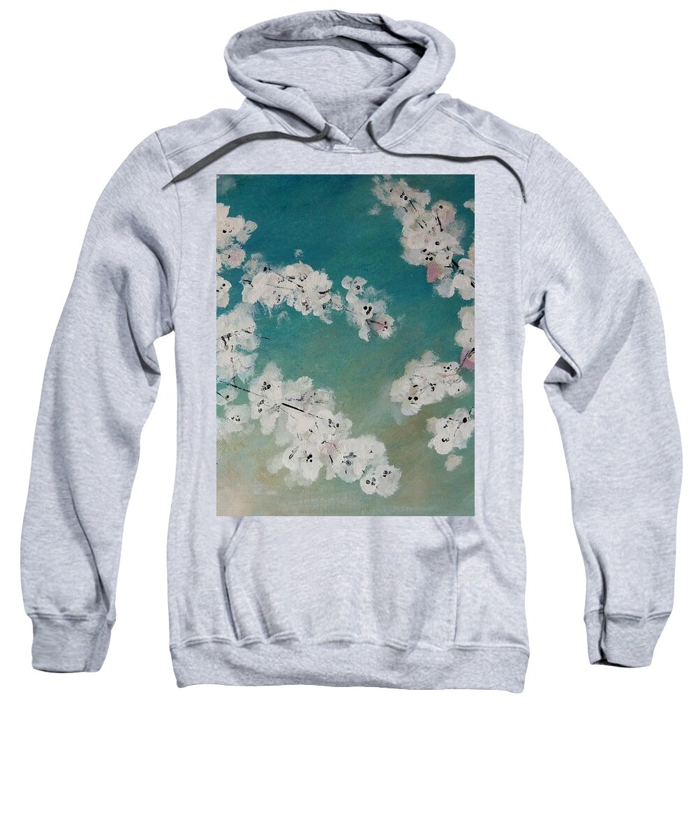 Cherry Blossoms Sweatshirt featuring the painting Cherry Blossoms against Sky by Lynne McQueen