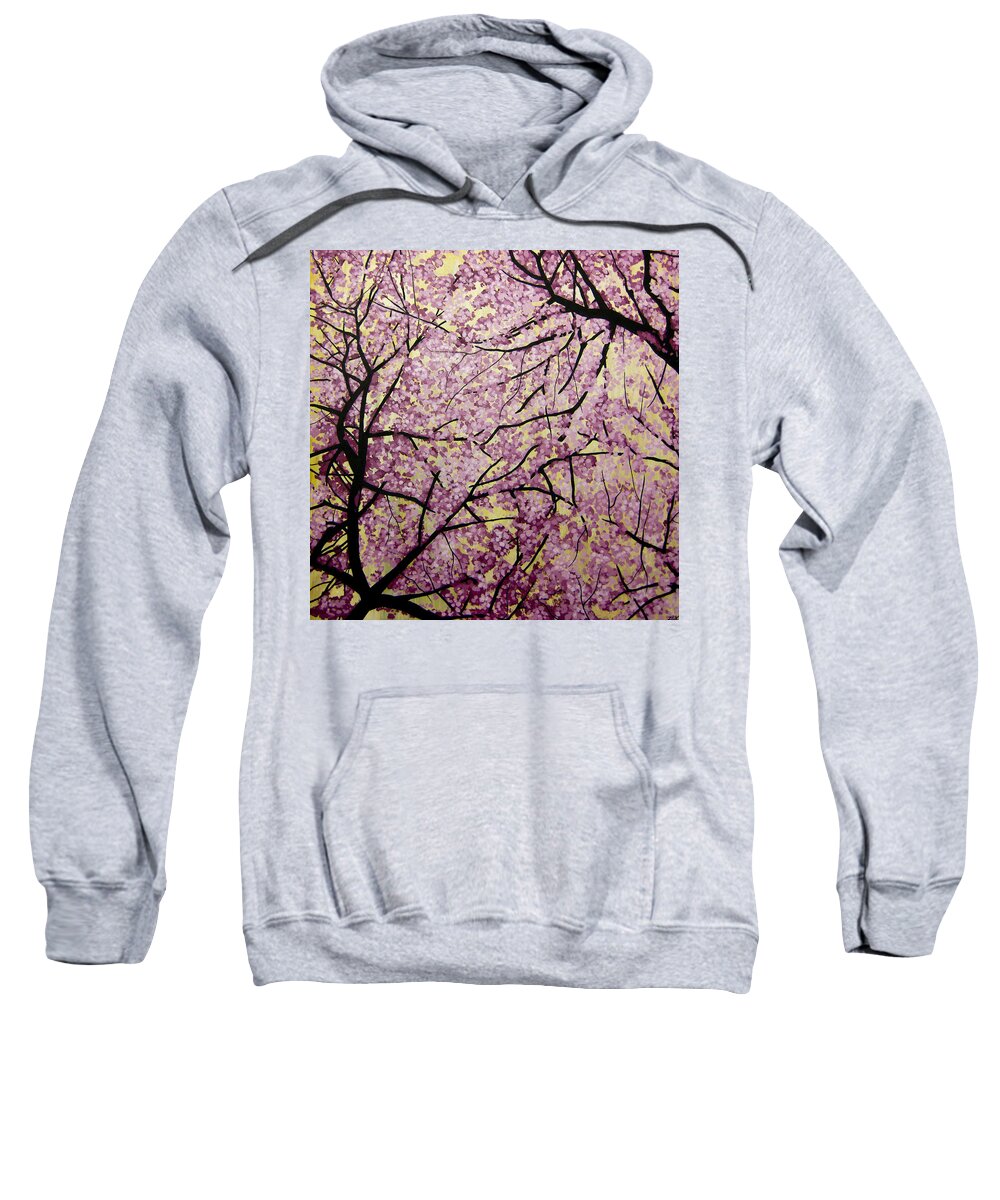 Cherry Blossoms Sweatshirt featuring the painting Cherry Blossoms by Bobby Zeik