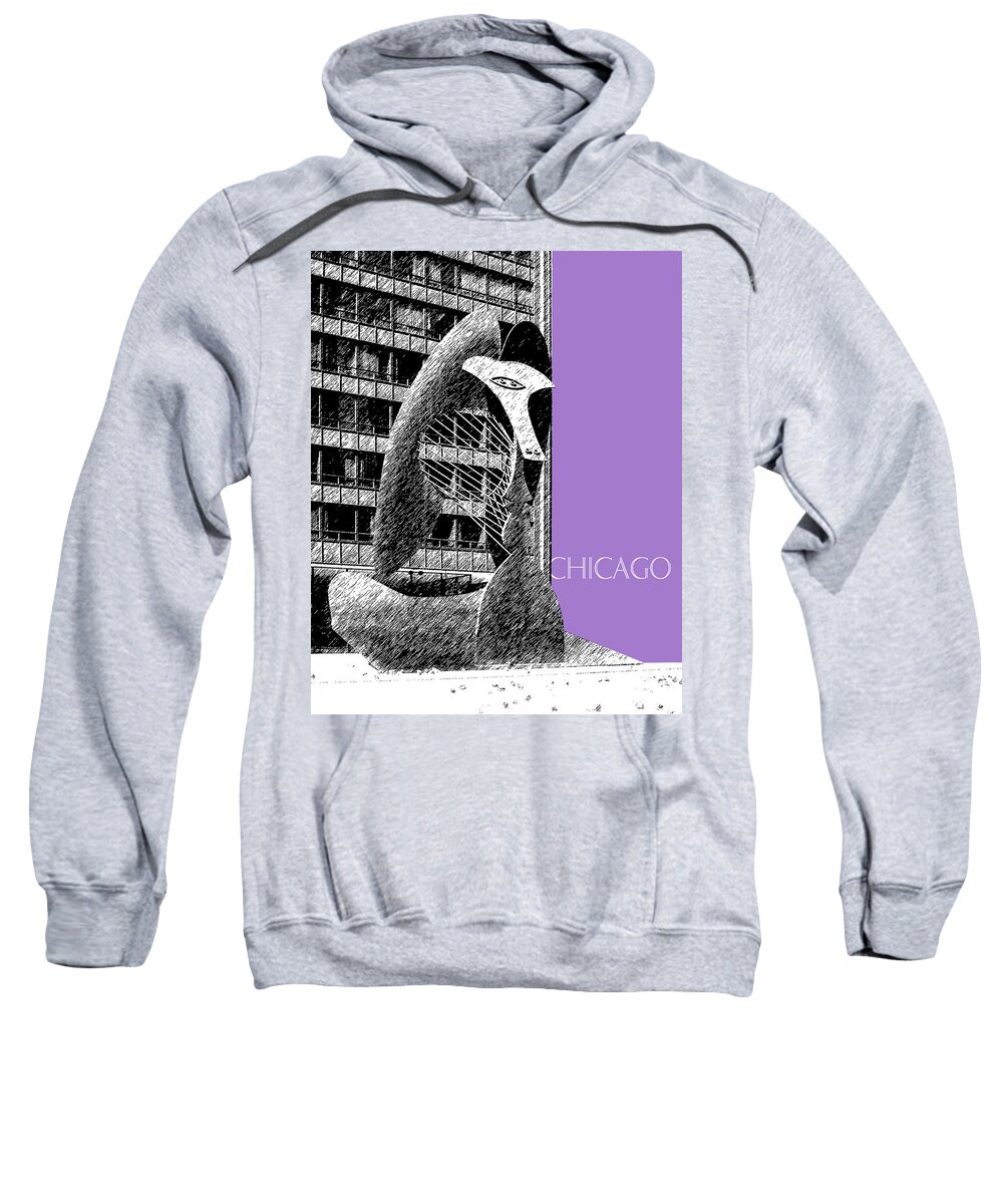 Architecture Sweatshirt featuring the digital art Chicago Pablo Picasso - Violet by DB Artist