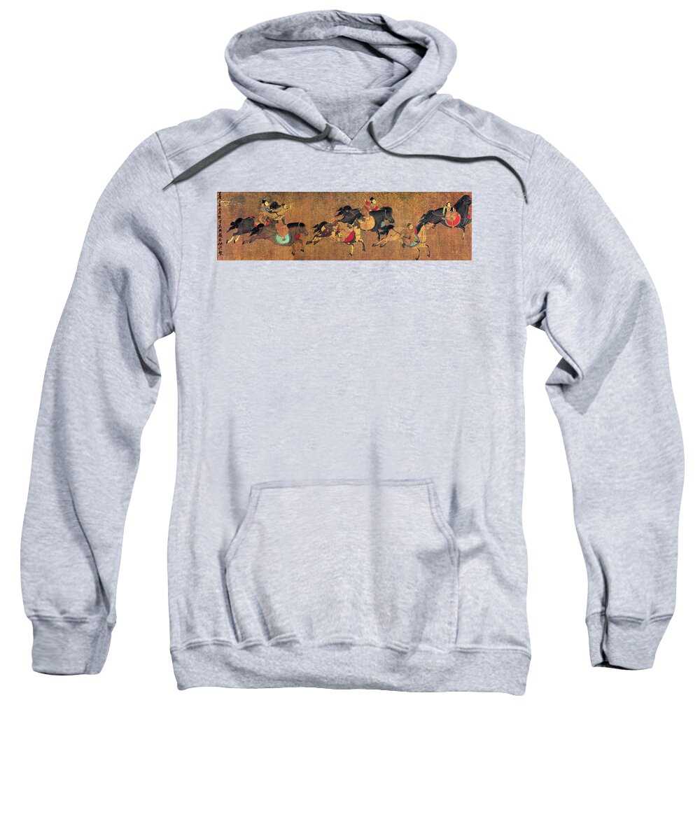 13th Century Sweatshirt featuring the painting China Horse Riders by Granger