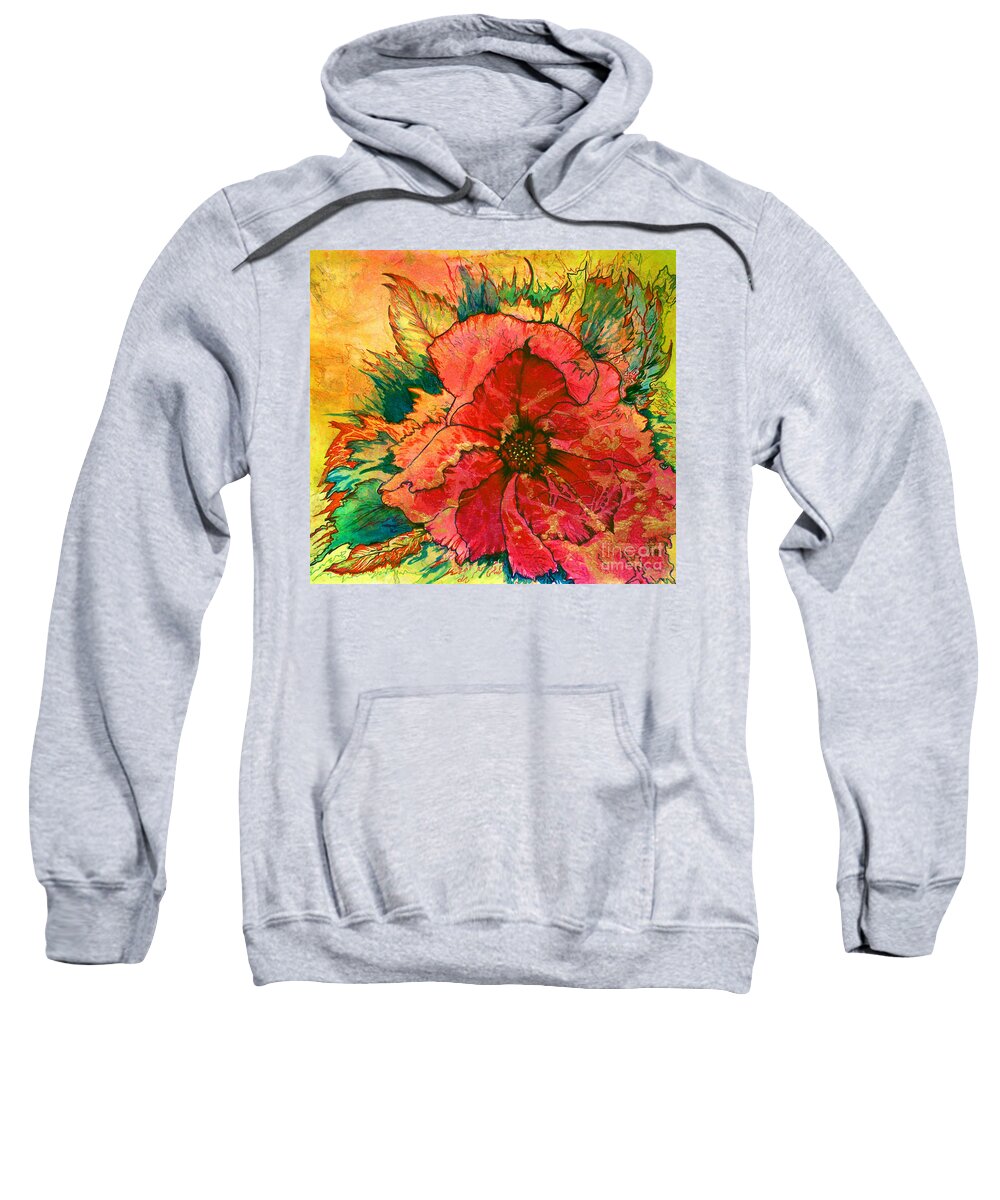 Christmas Sweatshirt featuring the painting Christmas Flower by Nancy Cupp