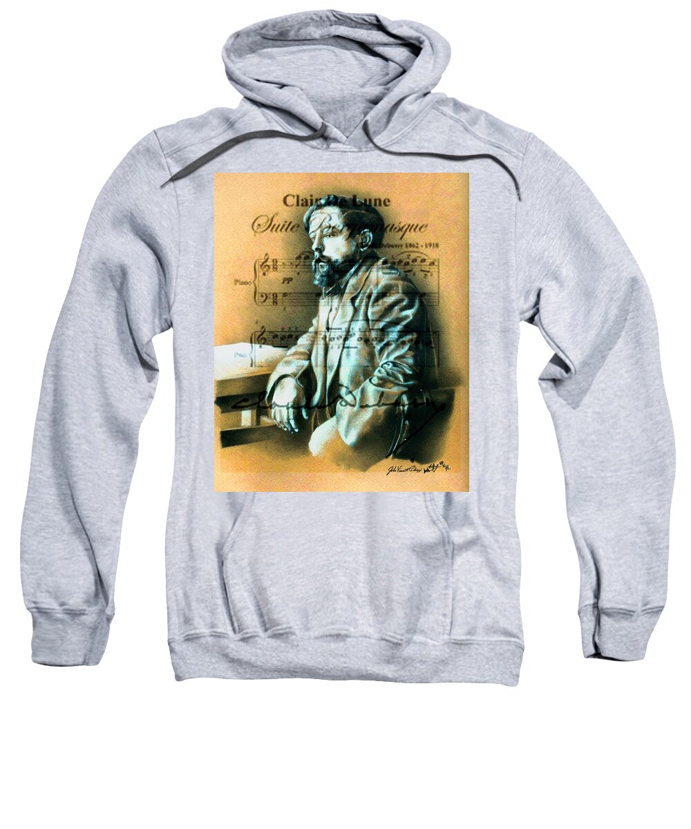 Classical Music Sweatshirt featuring the digital art Claude Debussy by John Vincent Palozzi