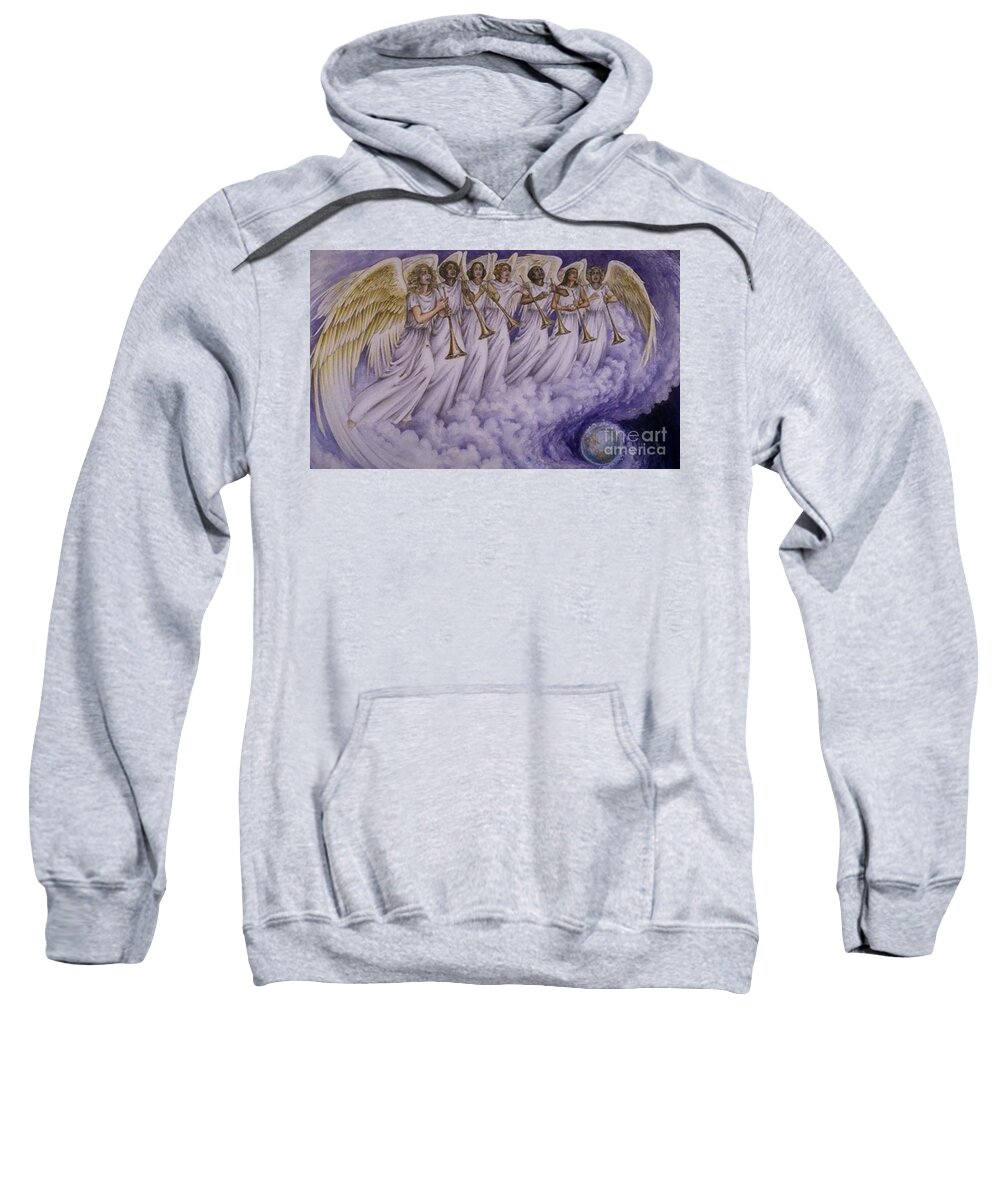 Cloud Sweatshirt featuring the painting Cloud of Seven Archangel by Archangelus Gallery