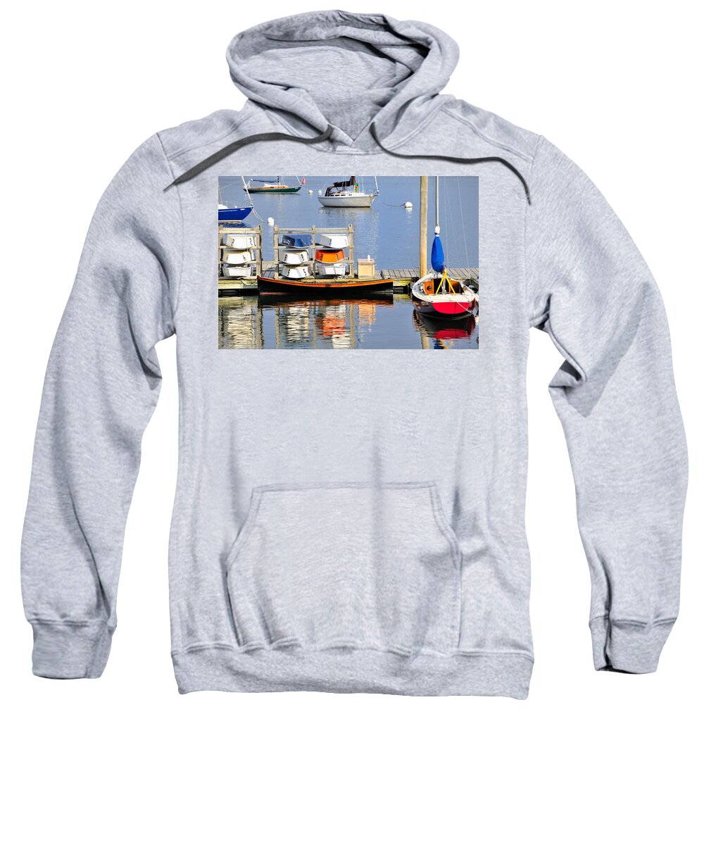 Maine Sweatshirt featuring the photograph Colorful boats Rockland Maine by Marianne Campolongo