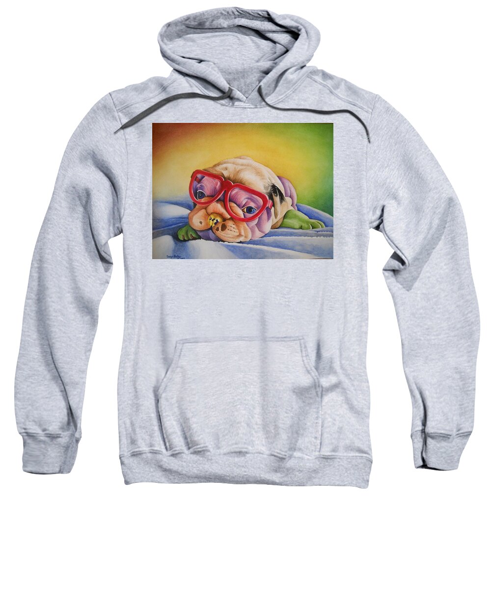 Puppy Sweatshirt featuring the painting Colorful Cutie by Sonya Walker