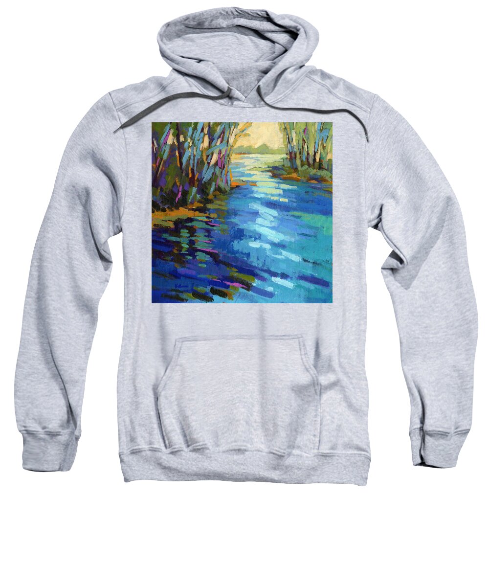Salmon Sweatshirt featuring the painting Colors of Summer 9 by Konnie Kim