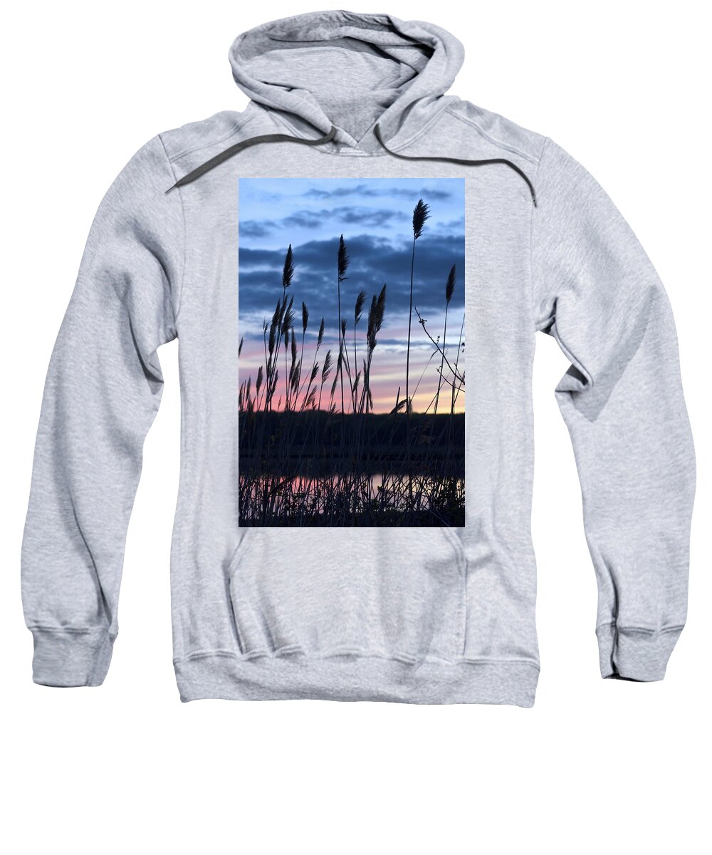 Water Sweatshirt featuring the photograph Connecticut Sunset with Reeds Series 4 by Marianne Campolongo