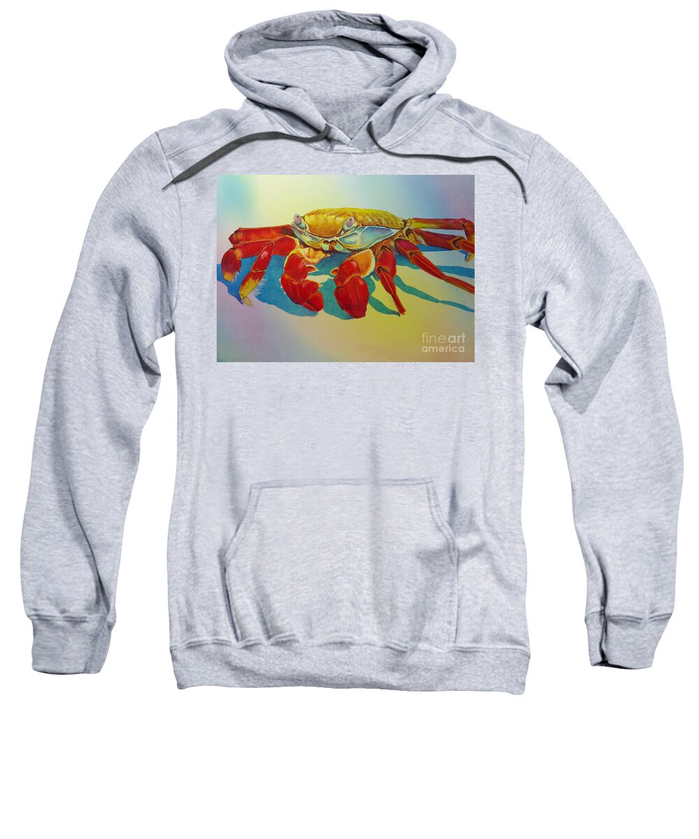 Colorful Crab Sweatshirt featuring the painting Colorful Crab by Greg and Linda Halom