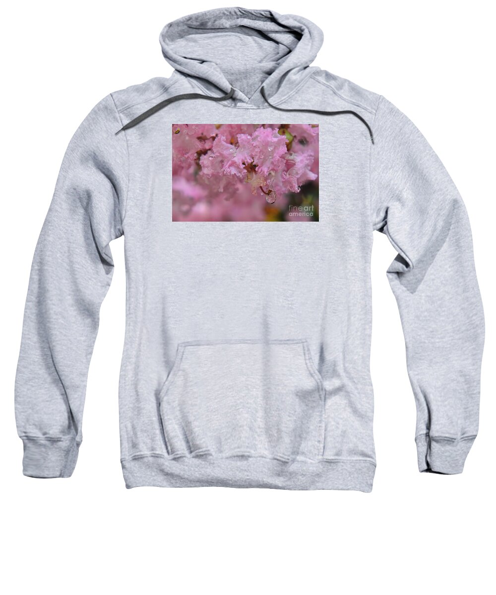 Crape Myrtle Sweatshirt featuring the photograph Crape Myrtle With Waterdrops by Olga Hamilton