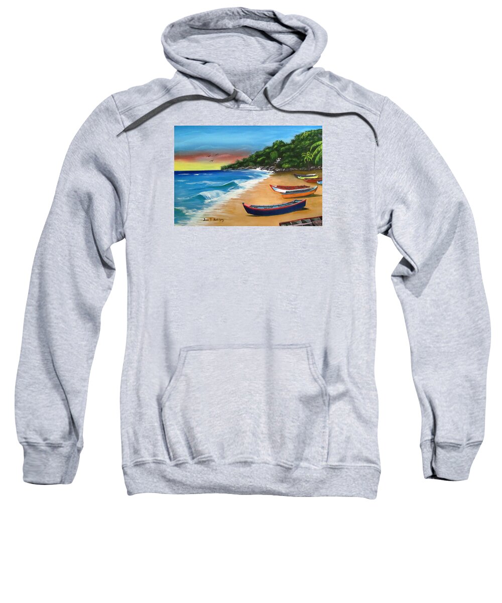 Crashboat Beach Sweatshirt featuring the painting Crashboat Beach Sunset by Luis F Rodriguez