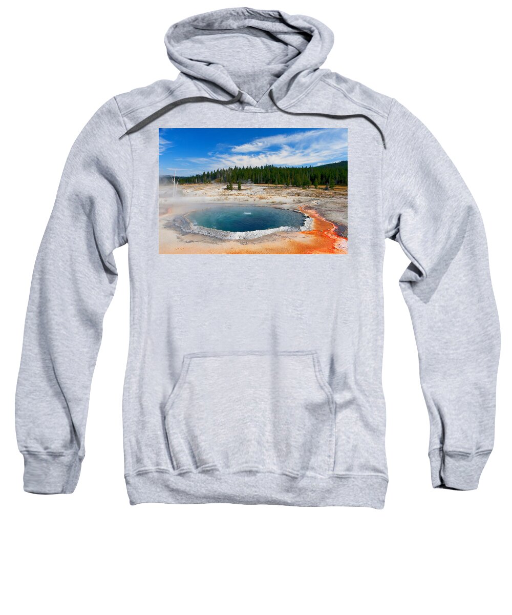 Crested Sweatshirt featuring the photograph Crested Pool Yellowstone National Park by Ram Vasudev