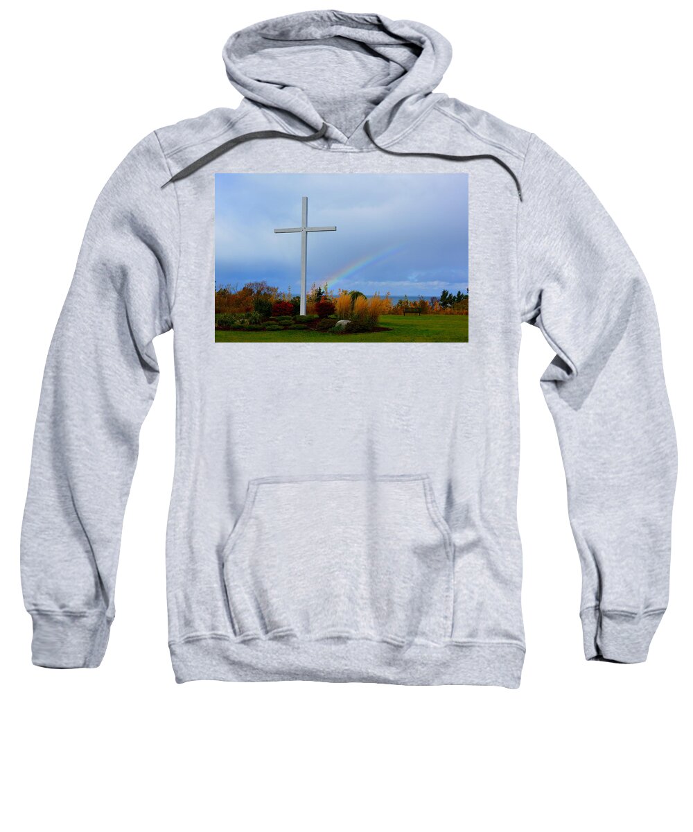 Cross Sweatshirt featuring the photograph Cross at the End of the Rainbow by Keith Stokes