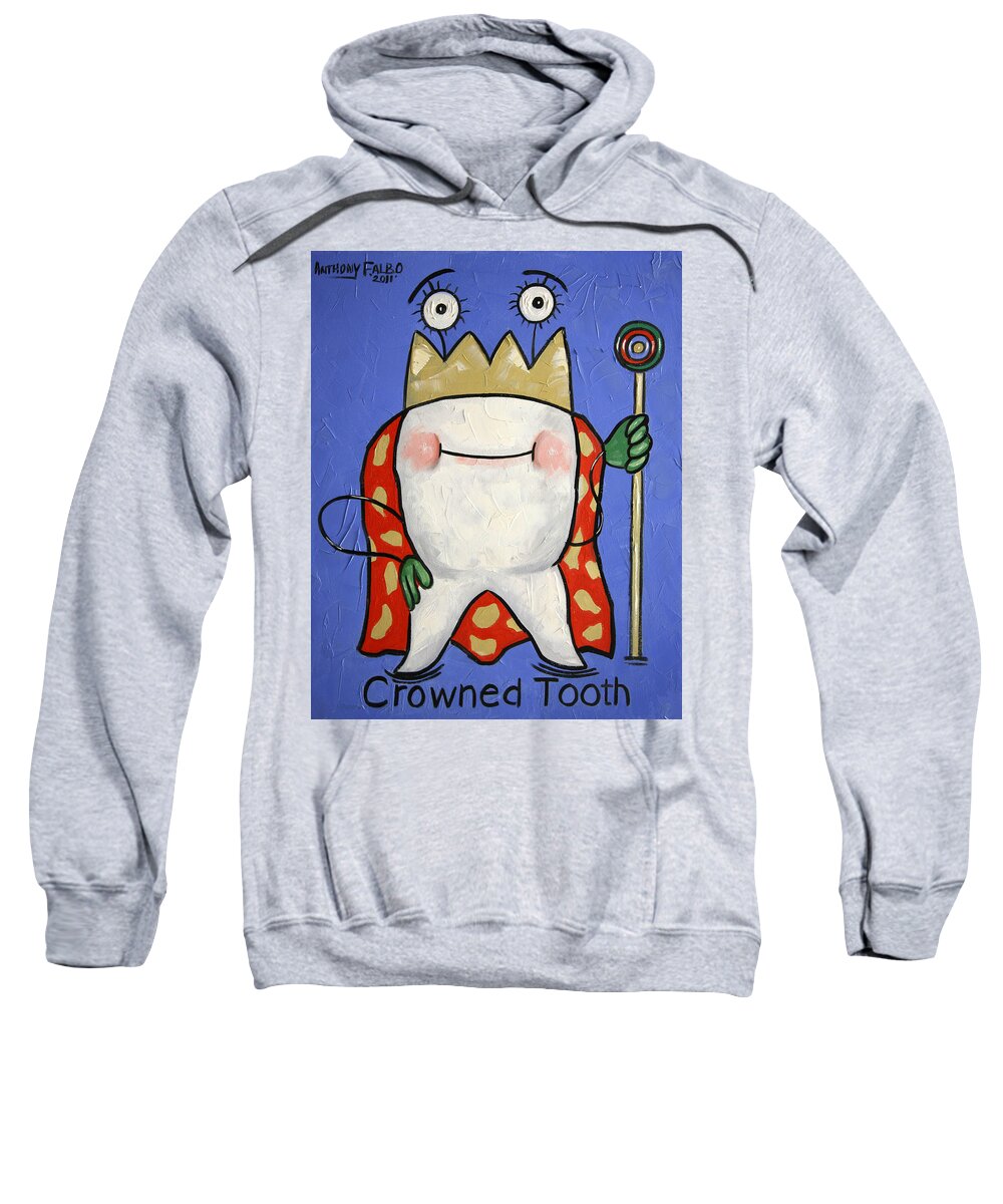  Crowned Tooth Framed Prints Sweatshirt featuring the painting Crowned Tooth by Anthony Falbo