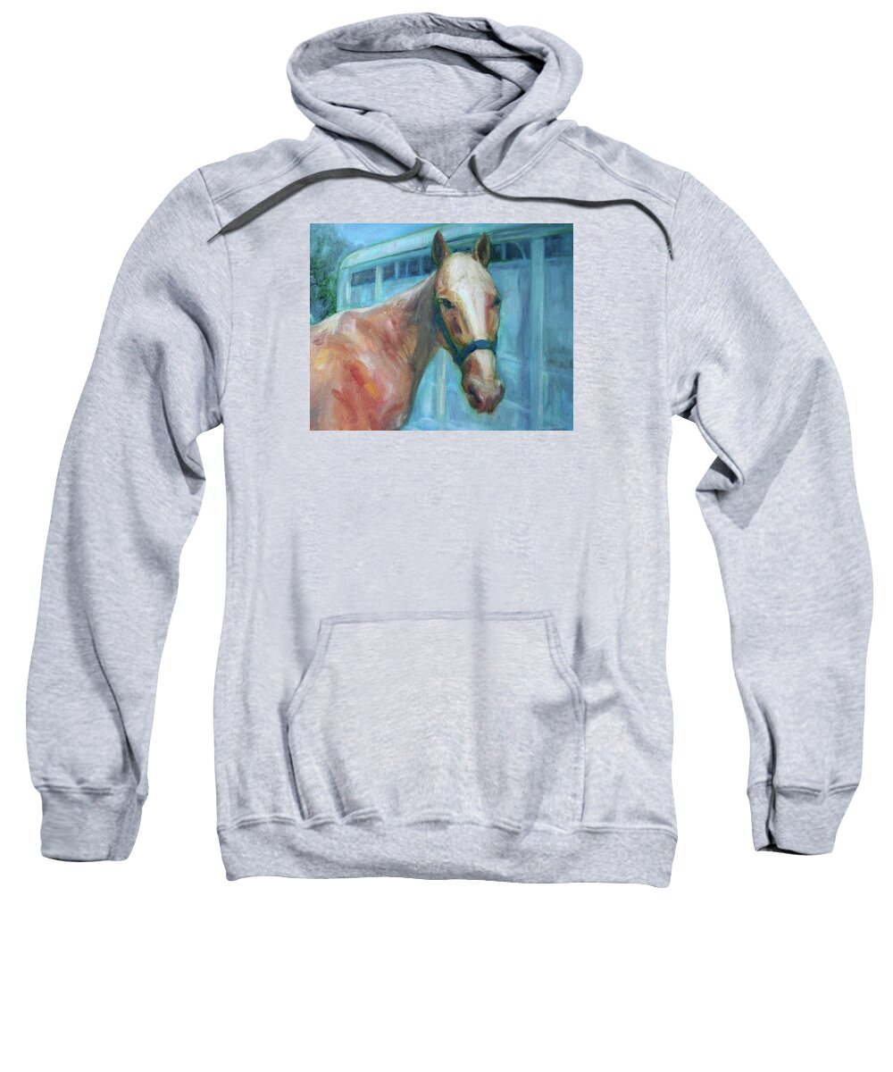 Horse Sweatshirt featuring the painting Custom Pet Portrait Painting - Original Artwork - Horse - Dog - Cat - Bird by Quin Sweetman