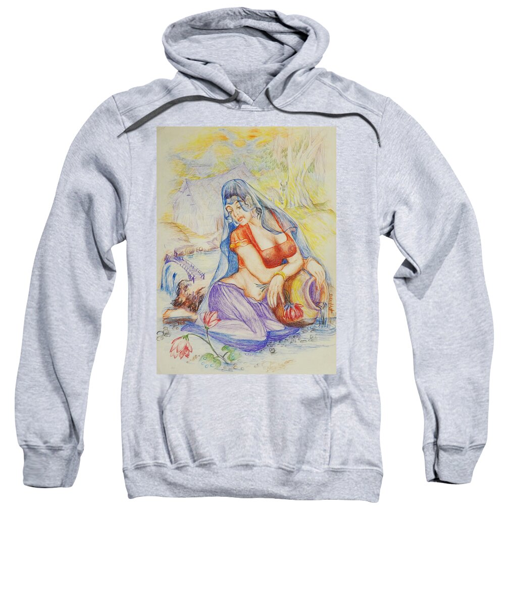 Indian Art Sweatshirt featuring the painting Dance-16 by Bhanu Dudhat