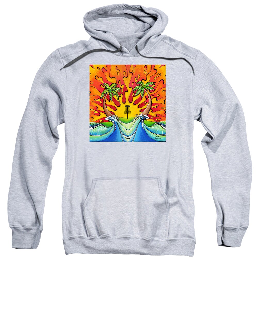 Disc Sweatshirt featuring the painting Disc Golfers Paradise by Adam Johnson