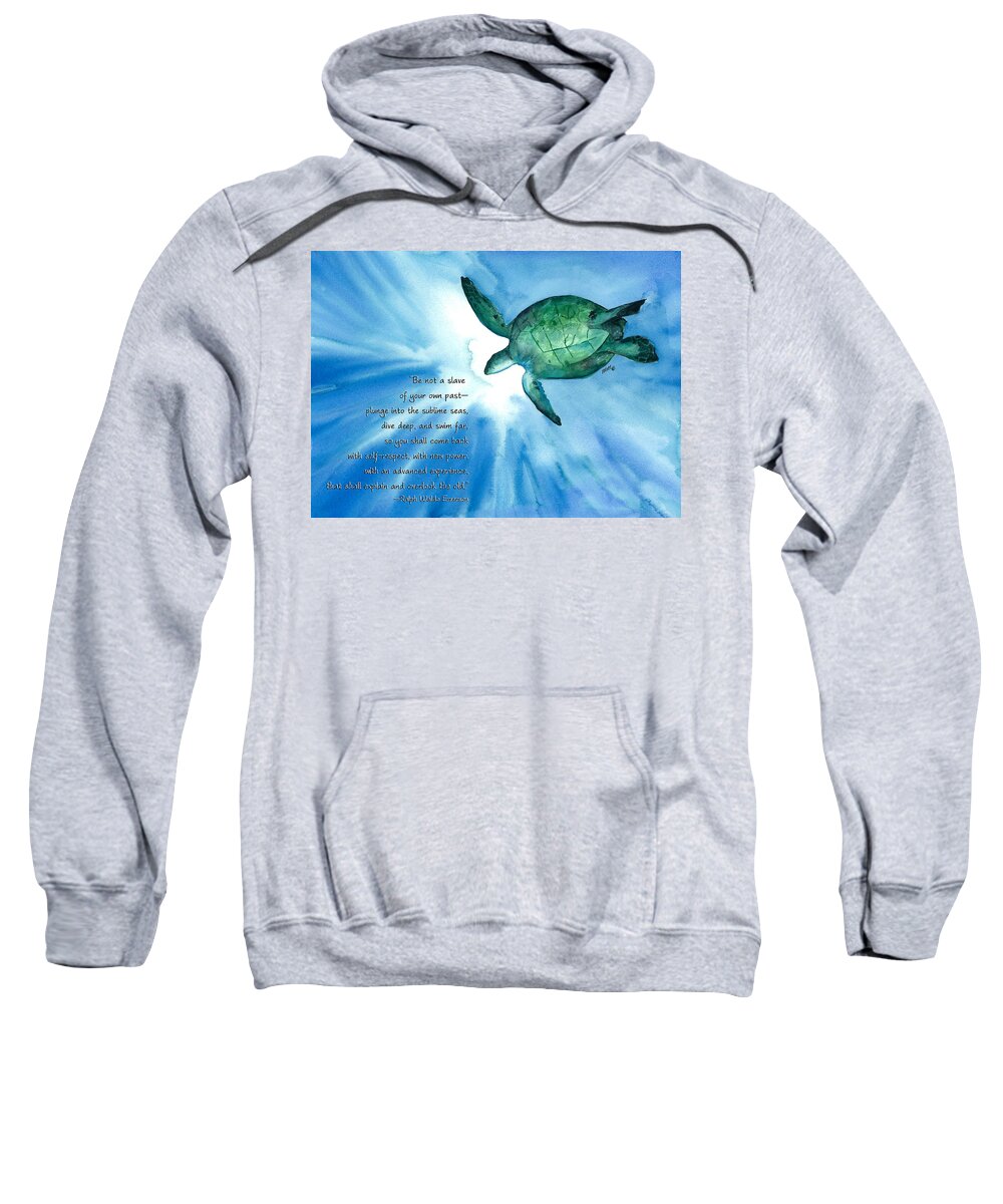 Sea Turtle Sweatshirt featuring the painting Dive Deep by Michal Madison