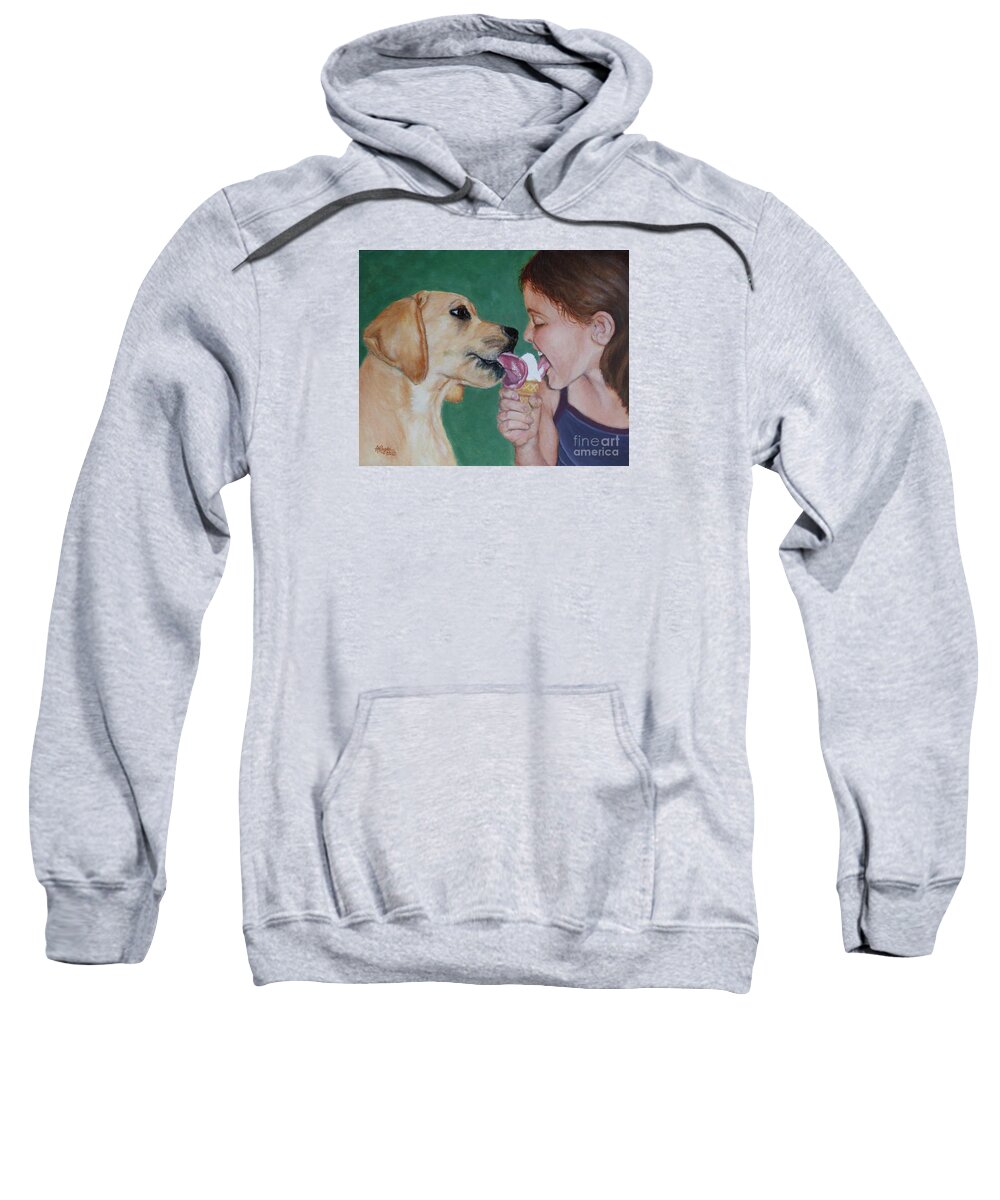 Dog Sweatshirt featuring the painting Double Dip - Ice Cream for Two by Amy Reges