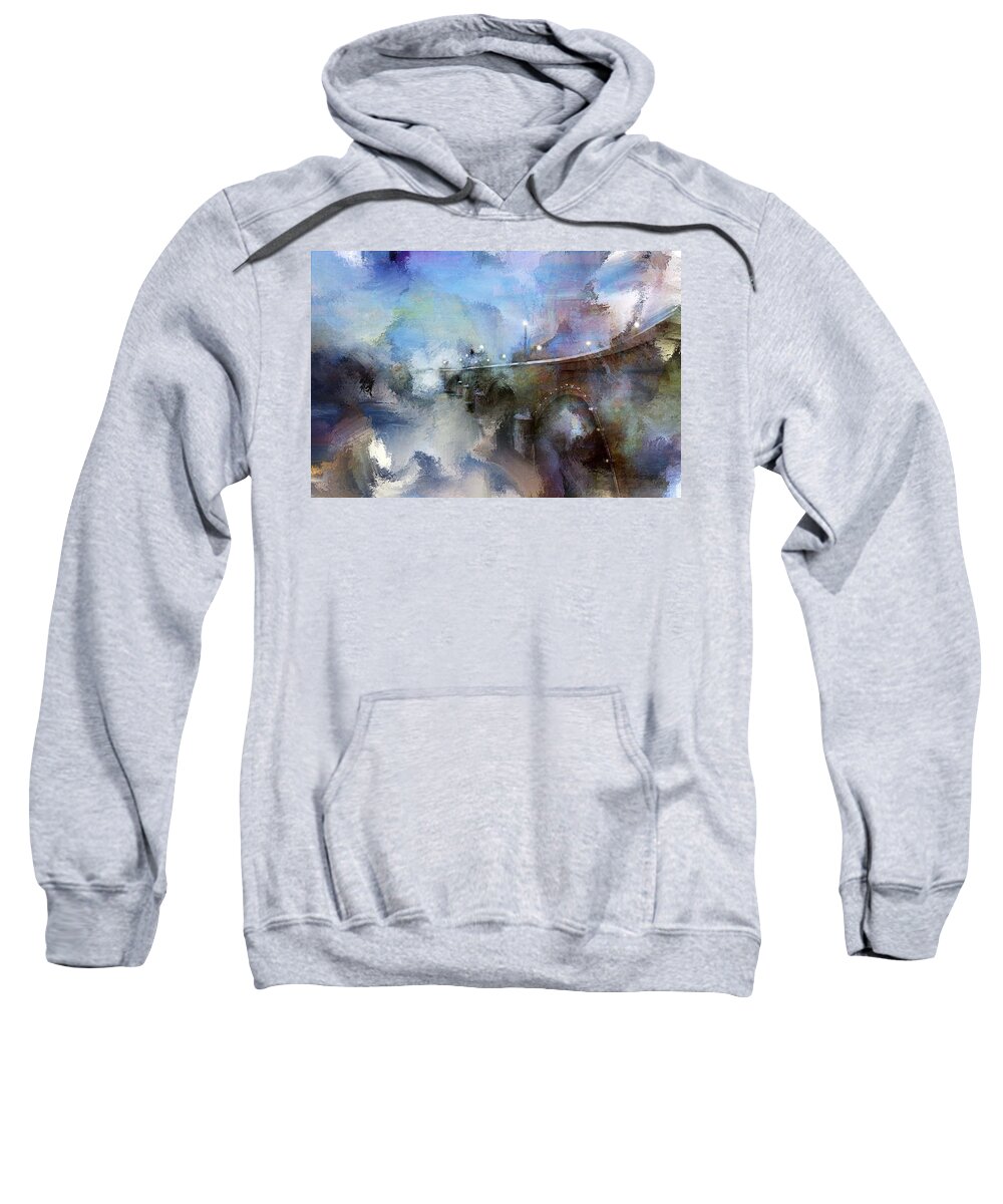 Evie Sweatshirt featuring the photograph Downtown Bridge over the Grand Grand Rapids Michigan by Evie Carrier