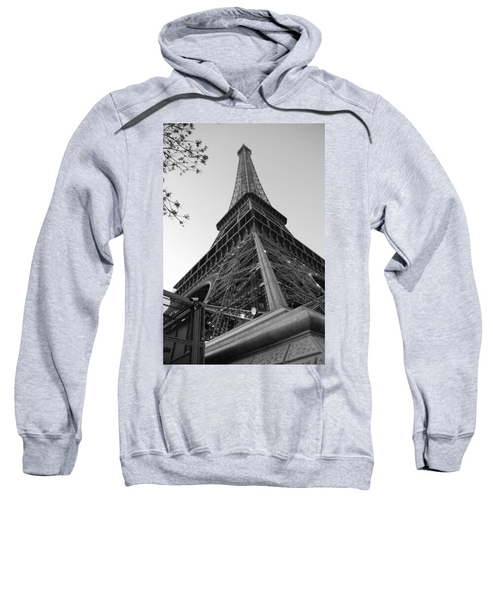 Eiffel Tower Sweatshirt featuring the photograph Eiffel Tower in Black and White by Jennifer Ancker