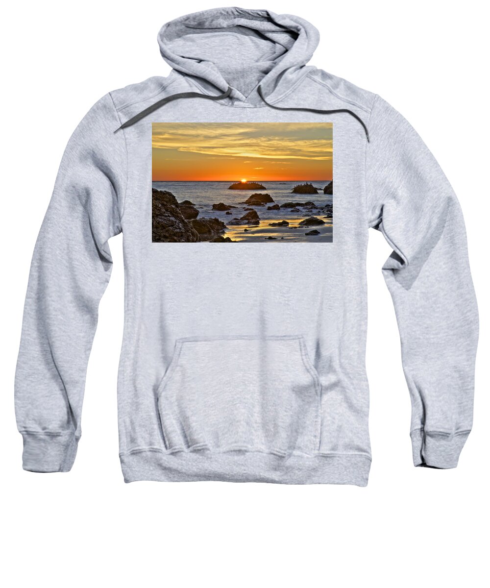 Rocks Sweatshirt featuring the photograph El Matador Beach Sunset by Richard J Cassato
