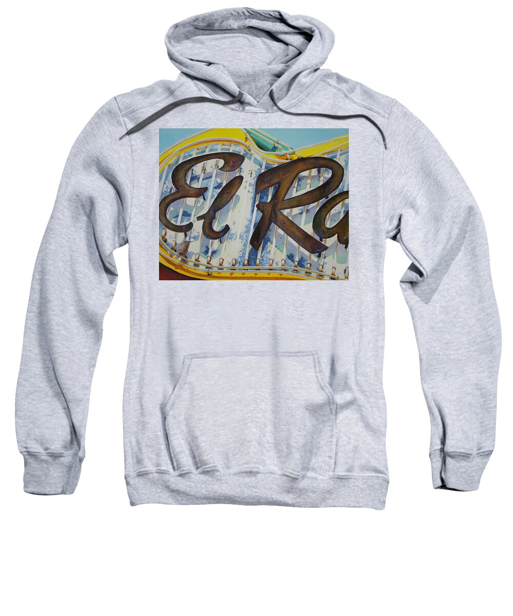 Motel Sweatshirt featuring the painting El Ray by Greg and Linda Halom