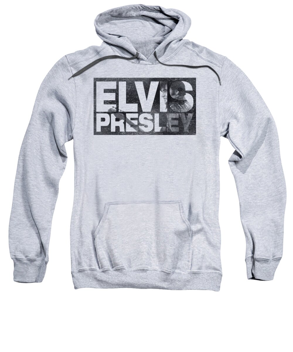  Sweatshirt featuring the digital art Elvis - Block Letters by Brand A