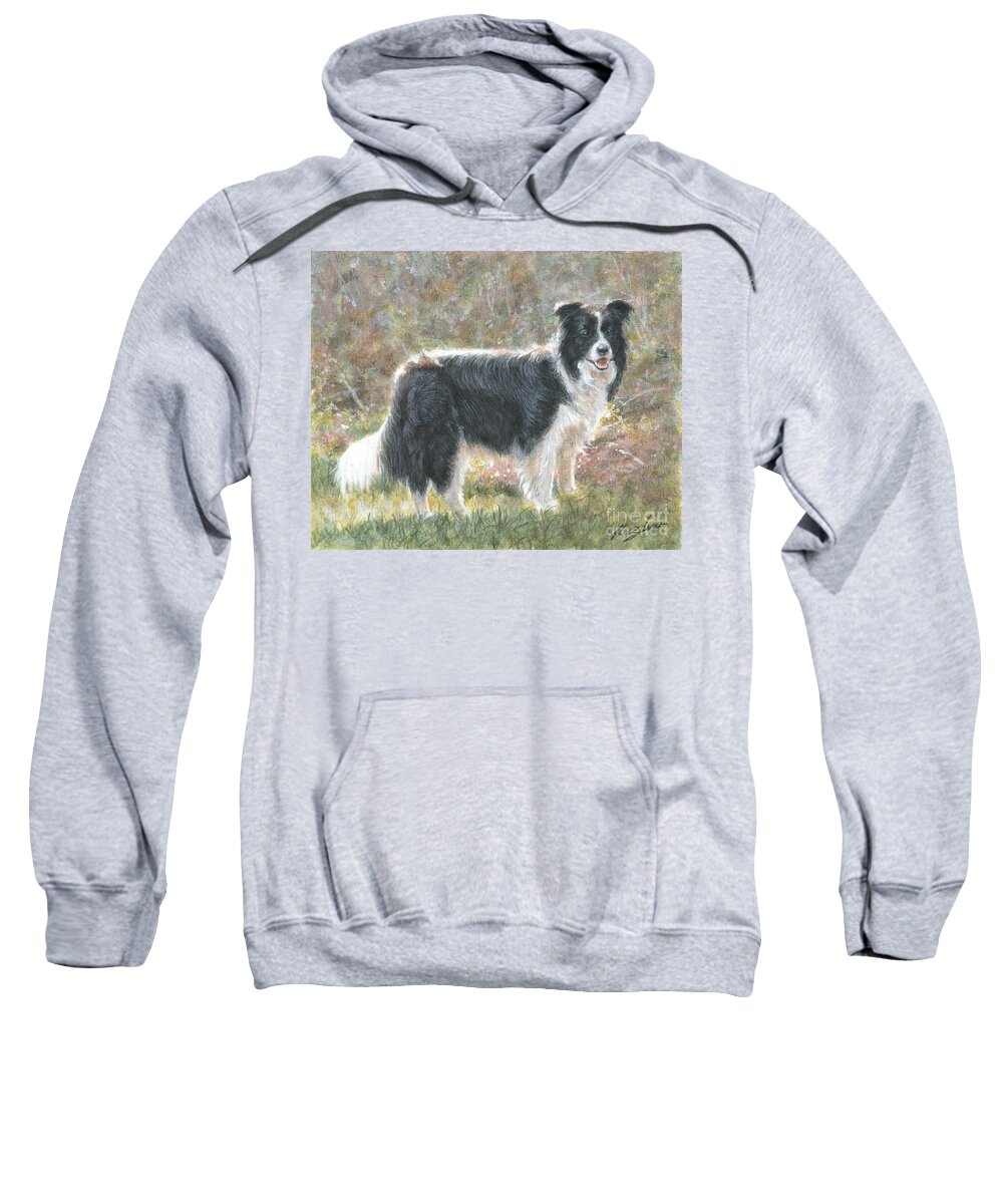 Dog Paintings Sweatshirt featuring the painting Evening stroll by John Silver