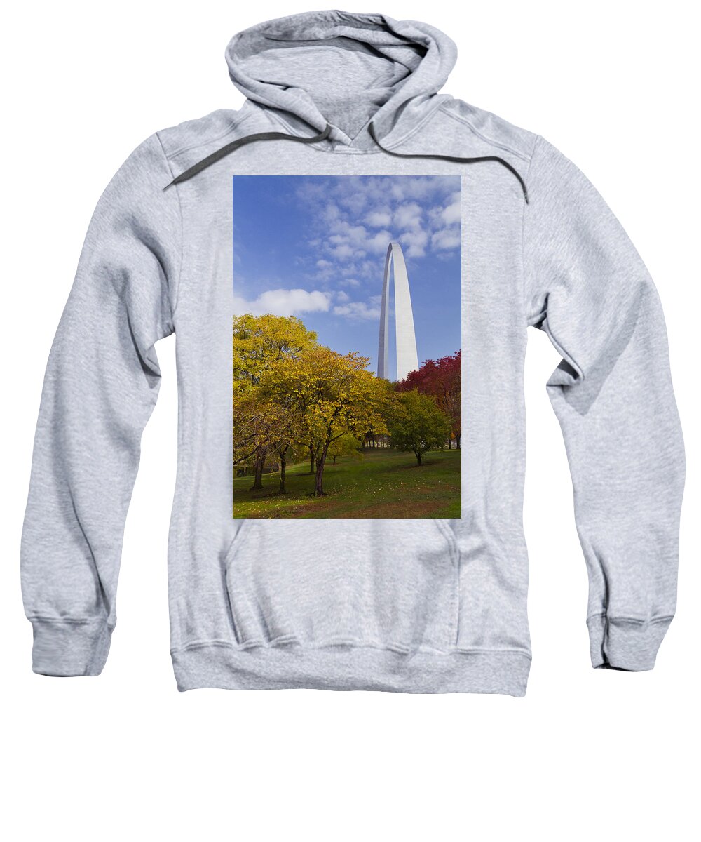 Autumn Colors Sweatshirt featuring the photograph Fall at the St Louis Arch by Garry McMichael