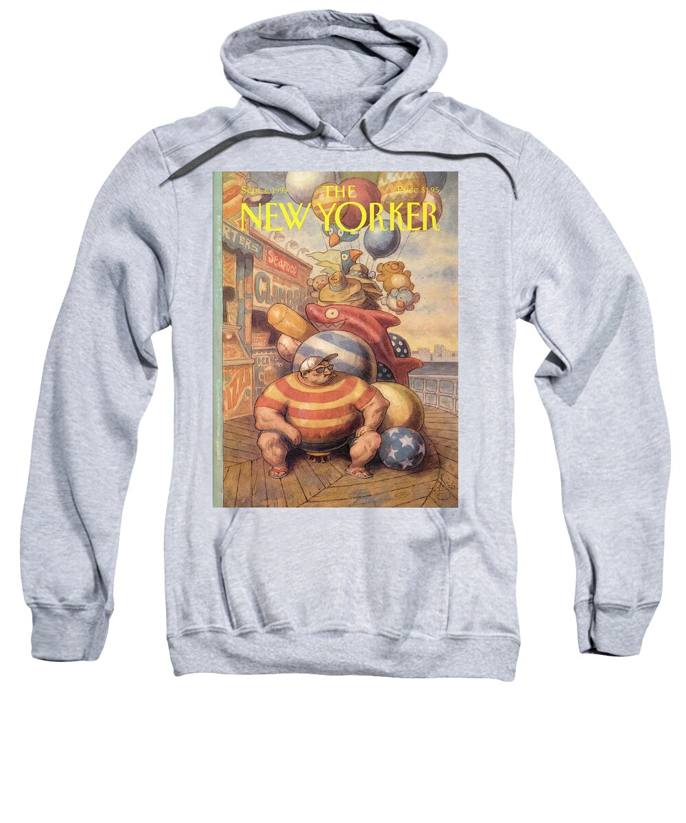 Labor Day Sweatshirt featuring the painting New Yorker September 6th, 1993 by Peter de Seve