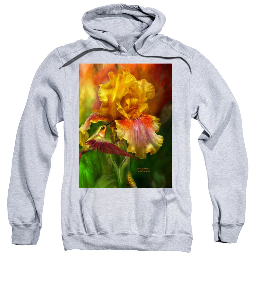 Iris Art Sweatshirt featuring the mixed media Fire Goddess by Carol Cavalaris