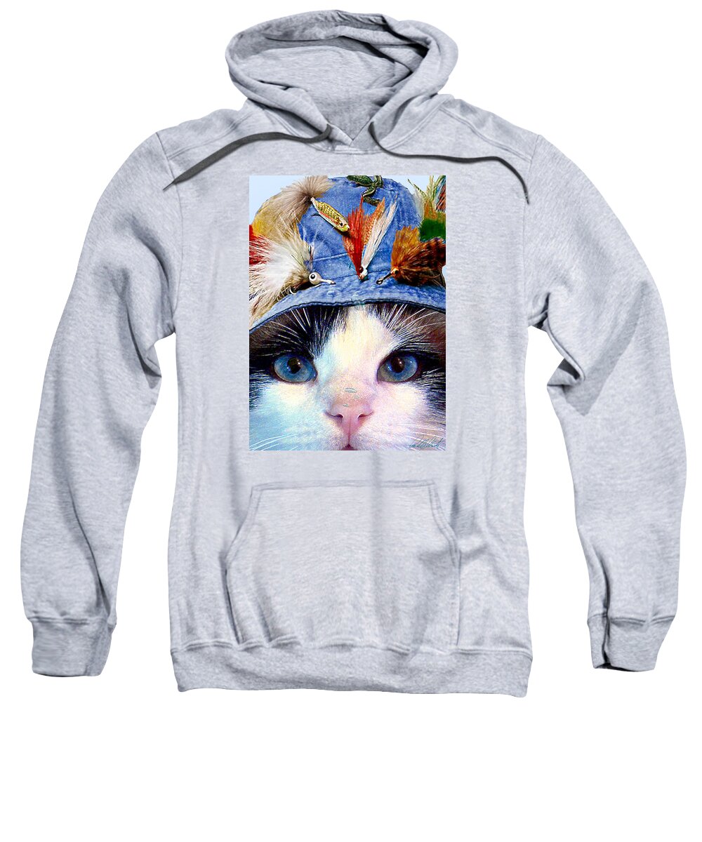 Cat Sweatshirt featuring the mixed media Fisher Cat by Michele Avanti