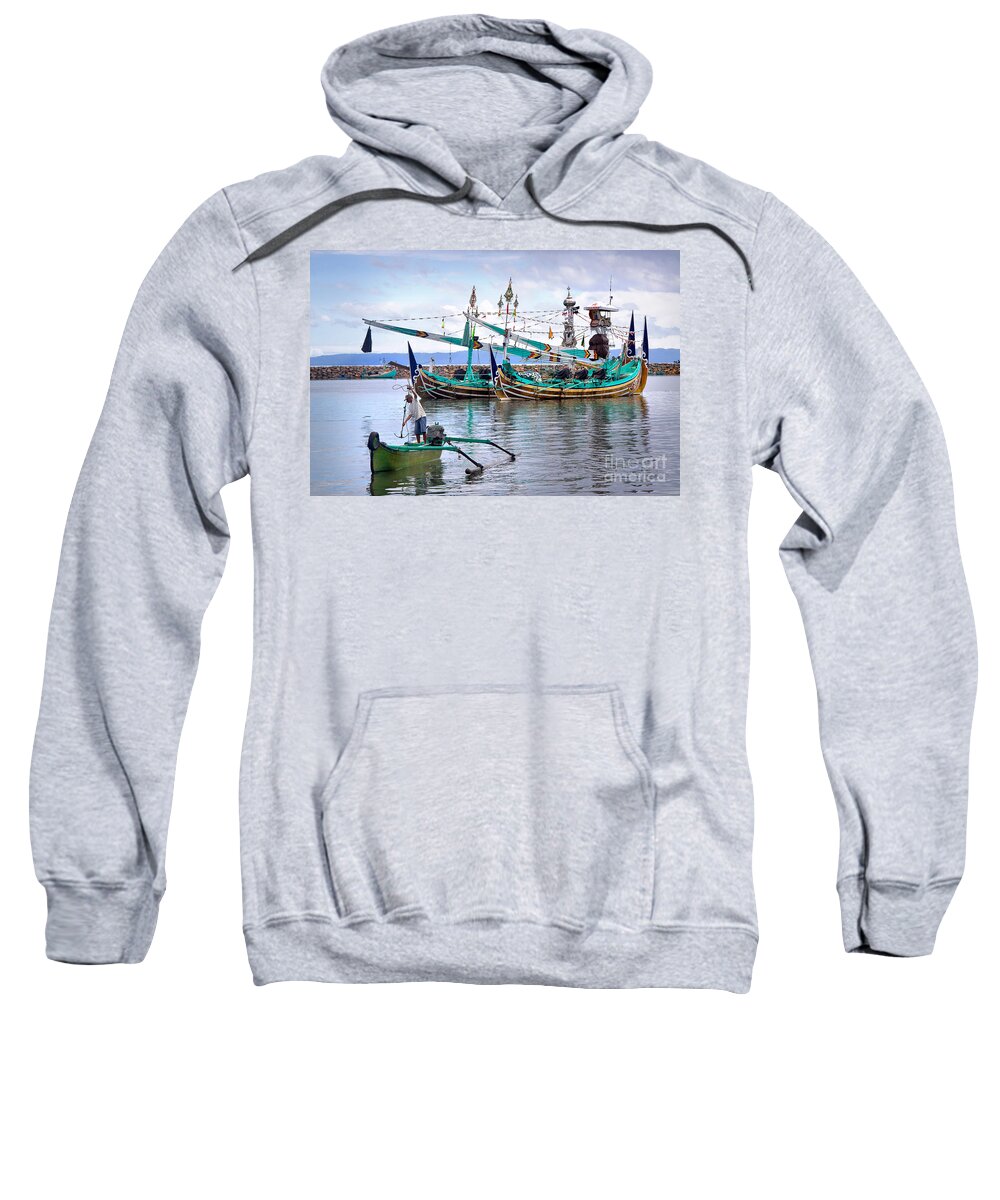 Travel Sweatshirt featuring the photograph Fishing Boats in Bali by Louise Heusinkveld