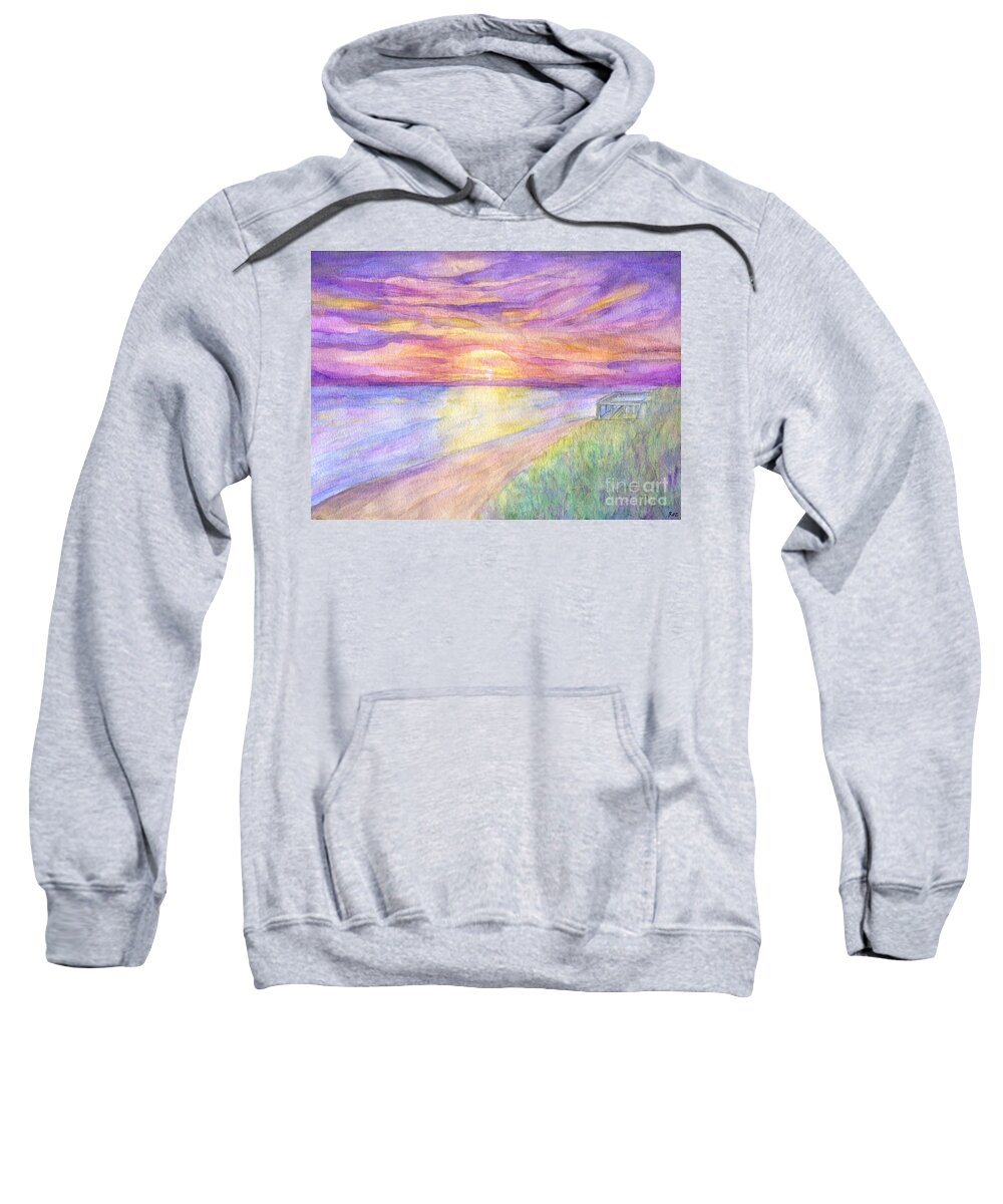 Flagler Beach Sunrise Sweatshirt featuring the painting Flagler Beach Sunrise by Roz Abellera