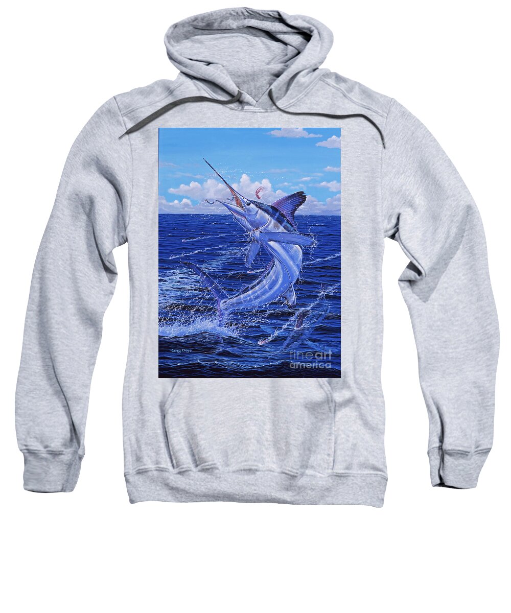 White Marlin Sweatshirt featuring the painting Flat Line Off0077 by Carey Chen