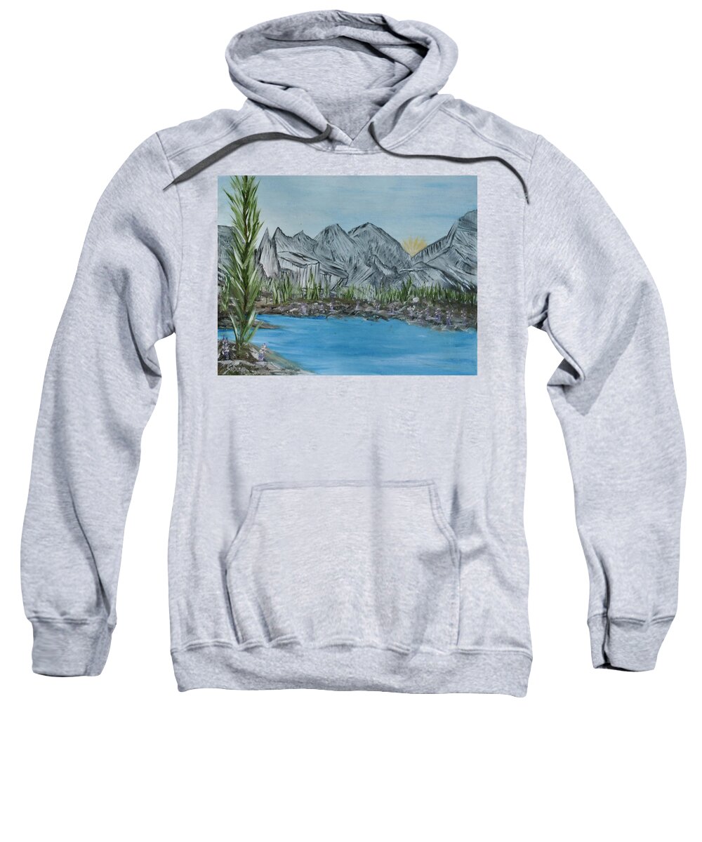  Sweatshirt featuring the painting Flathead Lake by Suzanne Surber