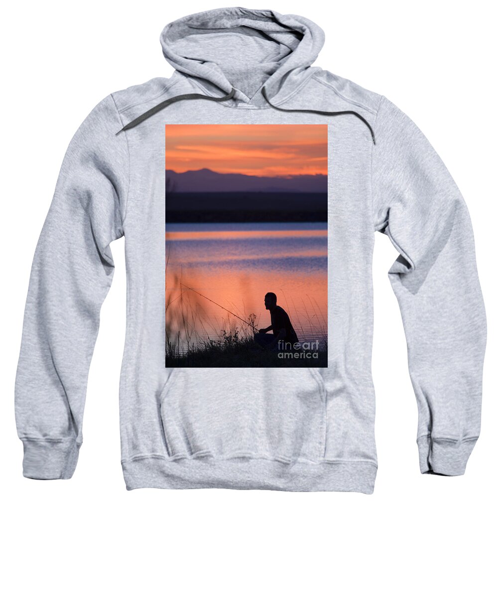 Colorado Sweatshirt featuring the photograph Fly Fishing at Sunset by Steven Krull