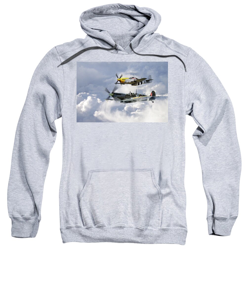 Supermarine Spitfire Sweatshirt featuring the digital art Flying Brothers by Airpower Art