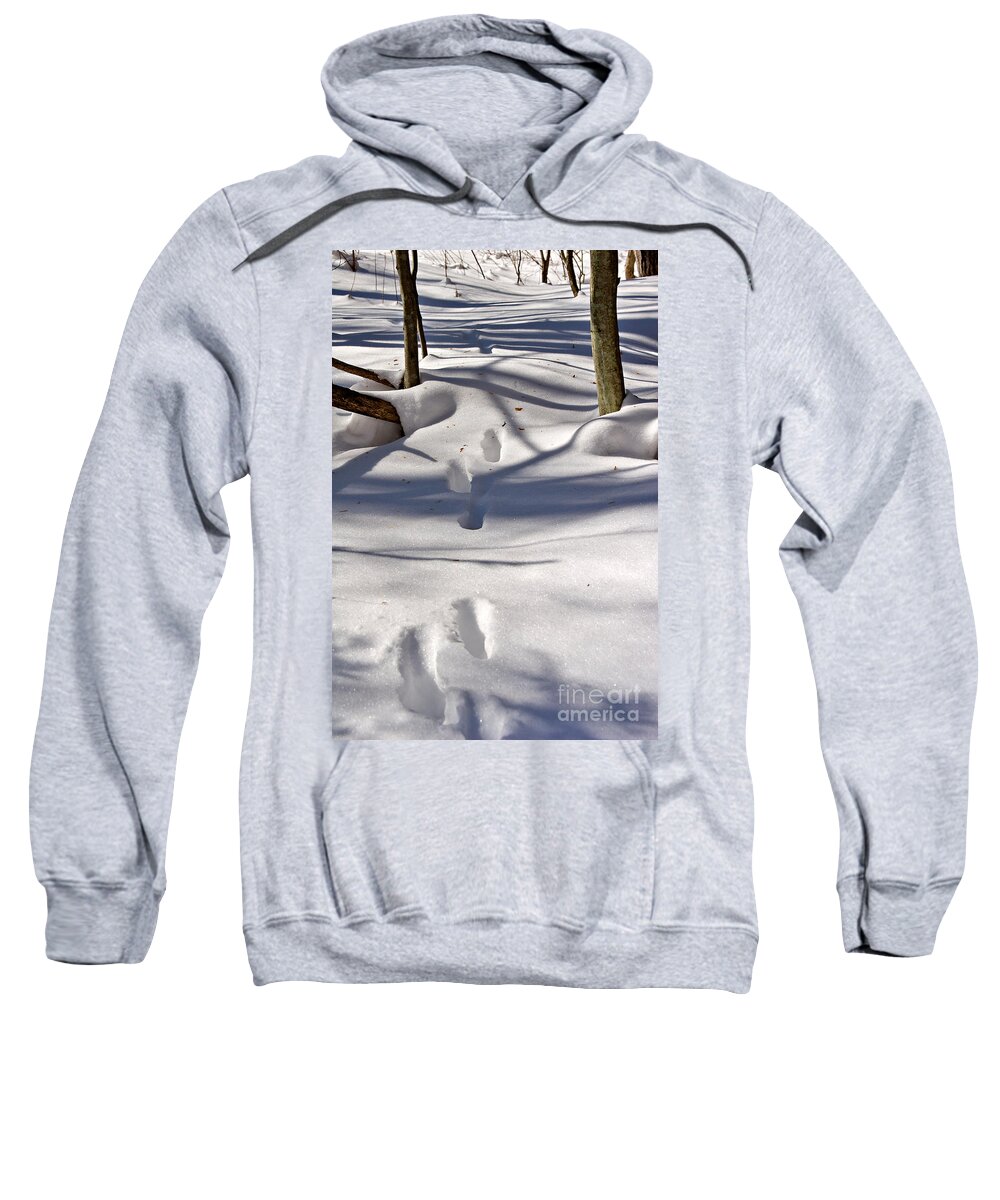 Landscape Sweatshirt featuring the photograph Footprints in the snow by Louise Heusinkveld