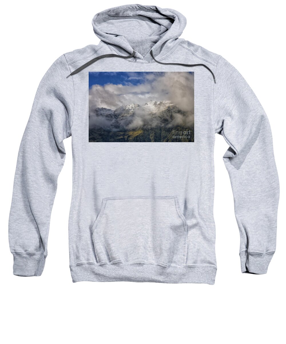 Blue Sweatshirt featuring the photograph Franz Josef Glacier in New Zealand by Patricia Hofmeester