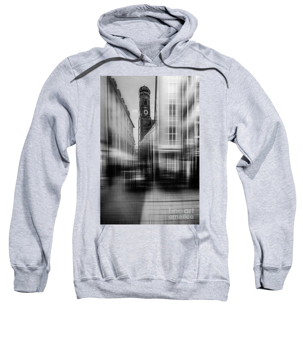 People Sweatshirt featuring the photograph Frauenkirche - Muenchen V - bw by Hannes Cmarits