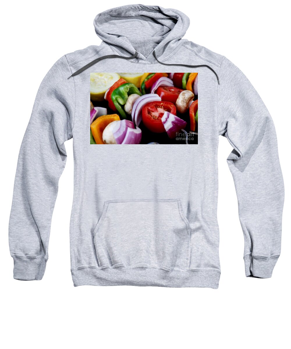 Fresh Sweatshirt featuring the photograph Fresh Veggie Kabobs On The Grill by Peggy Hughes
