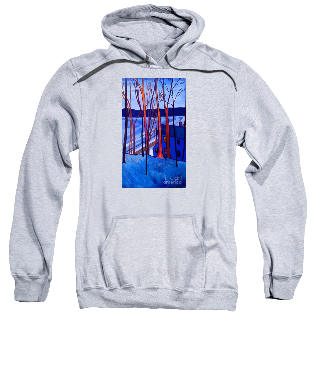 Frozen Sweatshirt featuring the painting Frozen on Freeman Lake by Debra Bretton Robinson