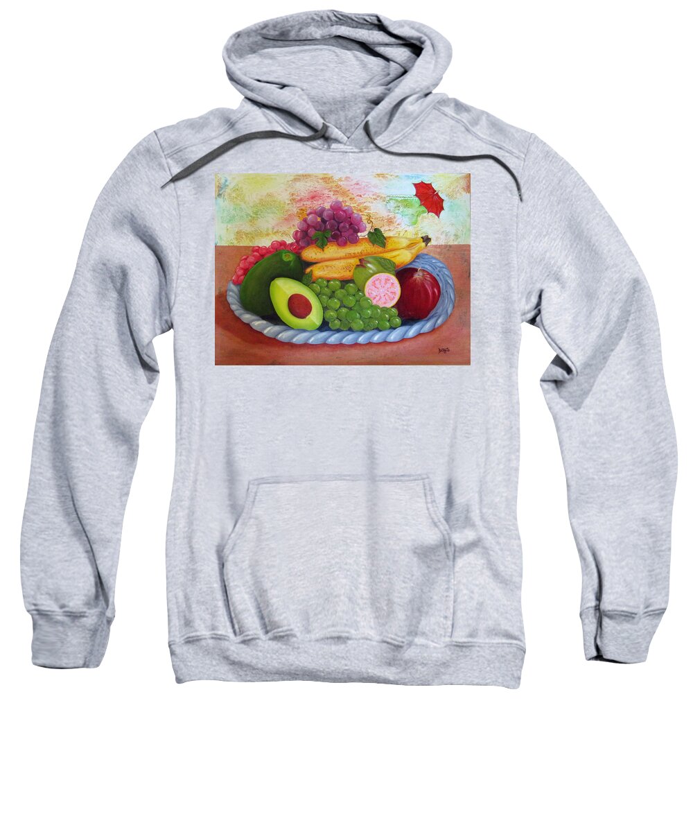 Aguacate Sweatshirt featuring the painting Fruits Delight by Gloria E Barreto-Rodriguez